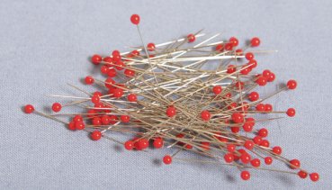 Glaskopfstecknadeln mit rotem Kopf