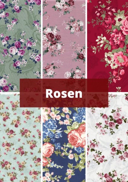 6 verschiedene Stoffe - Rosen