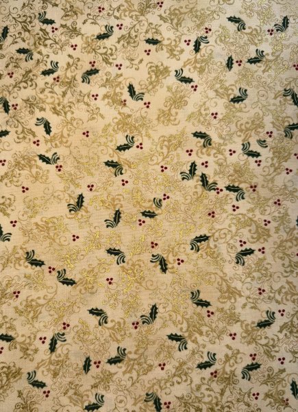 Kleine weihnachtliche Ilexblätter mit Gold auf Beige