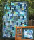 Quilt - Apfelbutzen-Muster - kühle Farben