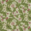 Edle Blüten- und Blätterranken, grün-rötlich-beige mit Gold