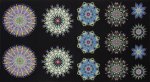 Panel 60 x 110 cm, Blau-bunte Medaillons auf Schwarz, Paula Nadelstern