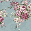 Rosenbouquets mit Paisleyornamenten auf Hellblau