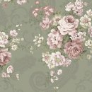 Rosenbouquets mit Paisleyornamenten auf Hellgrün