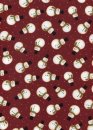 Flanell, Bedruckter Stoff, Flanell Schneemänner auf rot