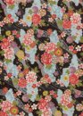 Japanische bunte Blumen mit gold auf schwarz
