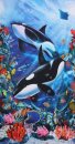 Panel 60 x 110 cm, 2 Orka Wale im Korallenriff